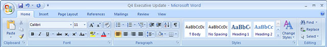 Microsoft Word 2007 ribbon